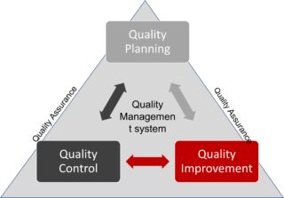 An infographic depicting the QMS triangle