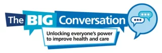 The Big Conversation logo - with tag line "Unlocking everyone's power to improve health and care"
