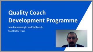 A screenshot from this online event, showing the main presentation slide and a thumbnail image of the speaker, Jem Ramazanoglu.